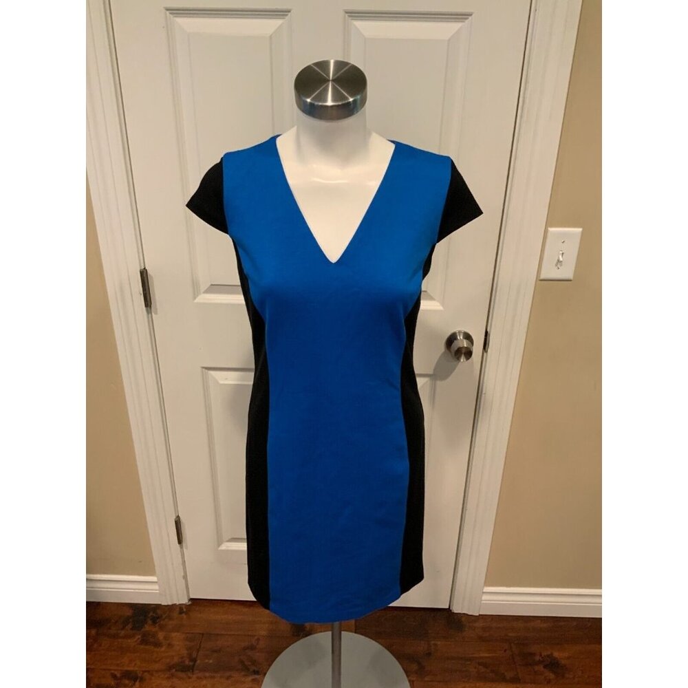 Michael Kors Blue & Black Colorblock Sleeveless Pencil Dress, Size 2